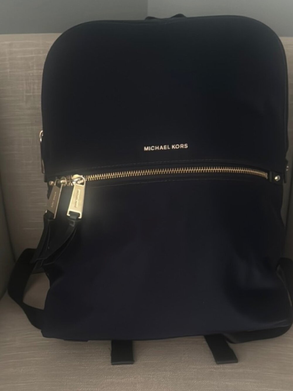 Michael Kors Kelsey Navy Backpack | Gold Hardware | Lightweight Travel Bag - Picture 2 of 8